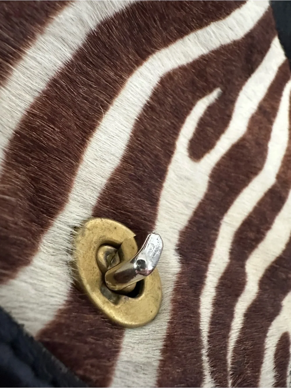 Vintage Zebra Print Hair-on-Hide Crossbody Bag - Genuine Leather - Made in USA